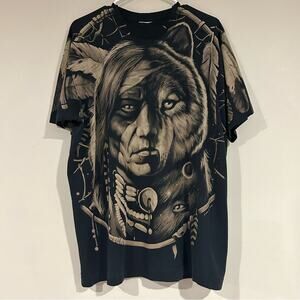Vintage 1996 Native American Wolf AOP Shirt